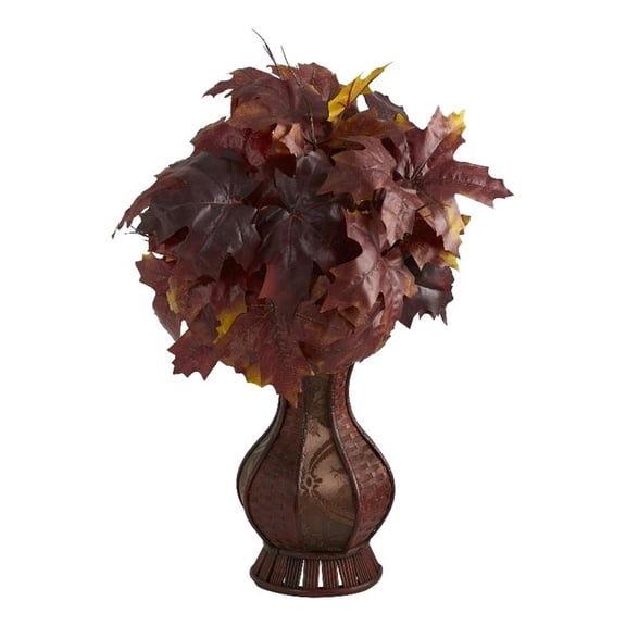 Nearly Natural 24" Autumn Maple Leaf Artificial Plant in Planter, Red