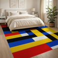 thumbnail image 3 of ODIKA 8'x10' Washable Area Rug Durable, Non-Slip Composition Abstract Interlocking Modernist Block Grid Yellow for Living Room, Under Sectional, Family, 3 of 7