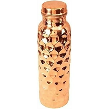 RATAN ENTERPRISES Pure Copper Diamond Desgin Water Bottle with Lid 750ML