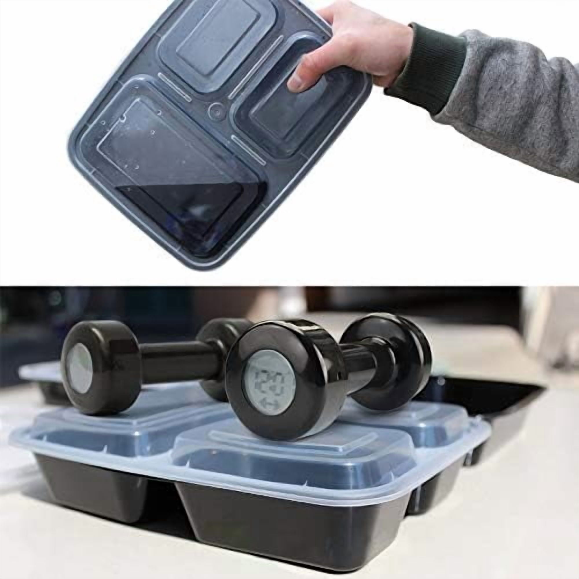 Meal Prep Container 20 Pack 3 Compartments with Lids Food Storage Bento Box BPA Free/Reusable/Stackable Lunch Planning, Microwave/Freezer/Dishwasher Safe, Portion Control 36oz