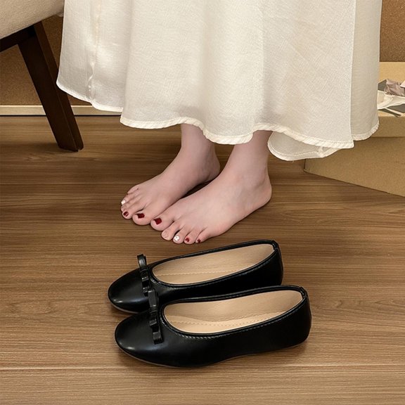 Round Toe Bowknot Comfortable Women's Casual & Dress Shoes Daily Wear Spring Summer Plus Size Office Work Black 9
