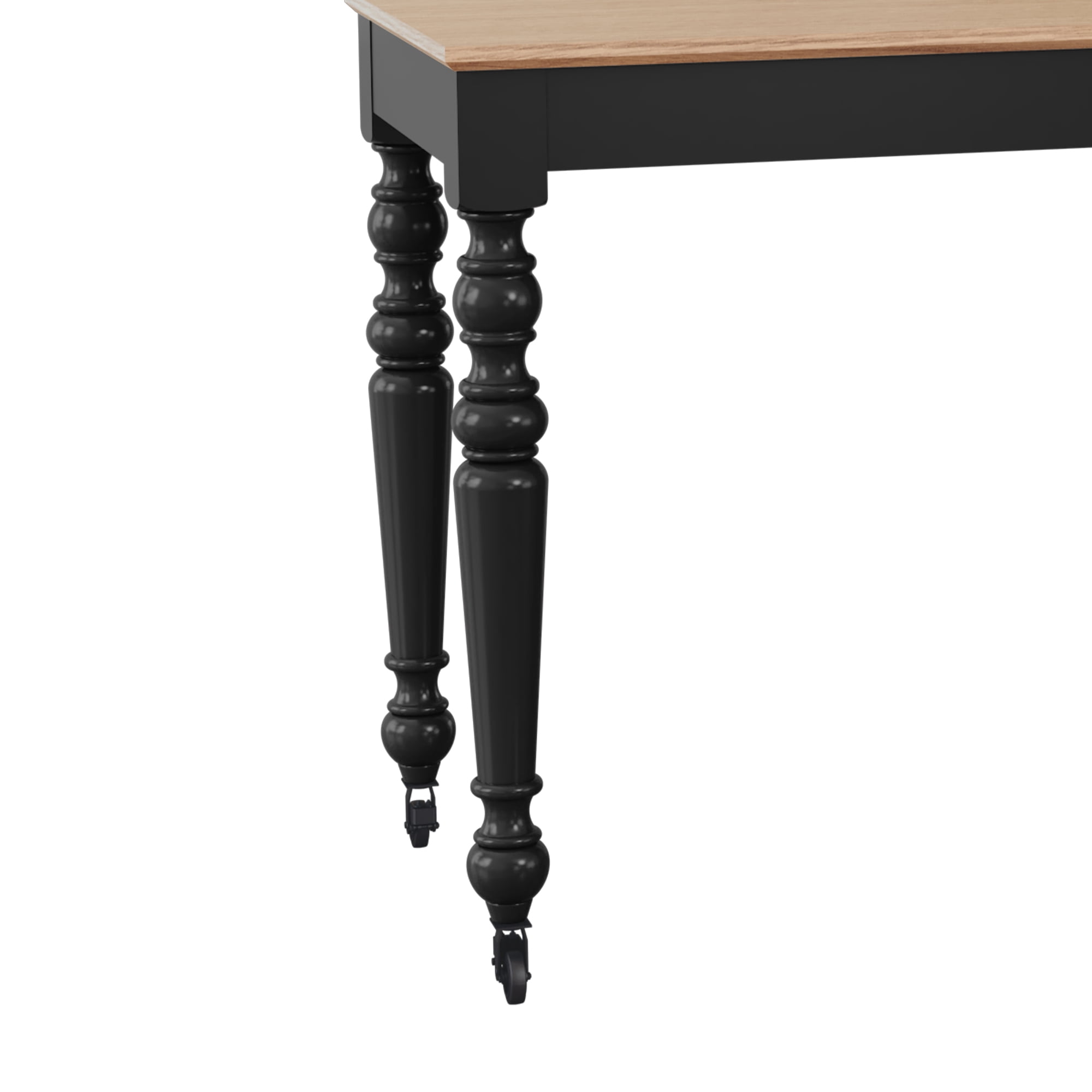 HLR 86.61" Mid-Century Extendable Kitchen Islands on Wheels with Roman column legs, Dining Table Cart with Storage, Black