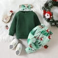 thumbnail image 2 of Mercatoo Toddler Girl Clothes Christmas Outfits Long Sleeve Pullover Sweatshirt Santa Prints Pants 3Pcs Girls Clothes Set, 2 of 8