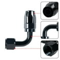 thumbnail image 5 of Cabtherlyn 2pcs 6AN 45 Degree and 2pcs 90 Degree Swivel Hose End Fitting for Braided CPE Fuel Oil Gas Line Hose AN6 Adapter Aluminum Black, 5 of 6