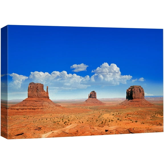 wall26 Canvas Print Wall Art Orange & Red Buttes of Monument Valley, Utah Nature Wilderness Photography Realism Rustic Landscape Colorful Multicolor for Living Room, Bedroom, Office - 32"x48