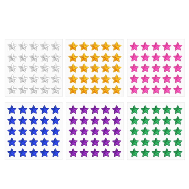 Pegatinas de Estrellas Uxcell, Estrellas de Acrílico Autoadhesivas, Hoja de Pegatinas de Joyas de Strass para Decoración de Manualidades Rojo/Azul/Verde/Amarillo/Blanco/Púrpura