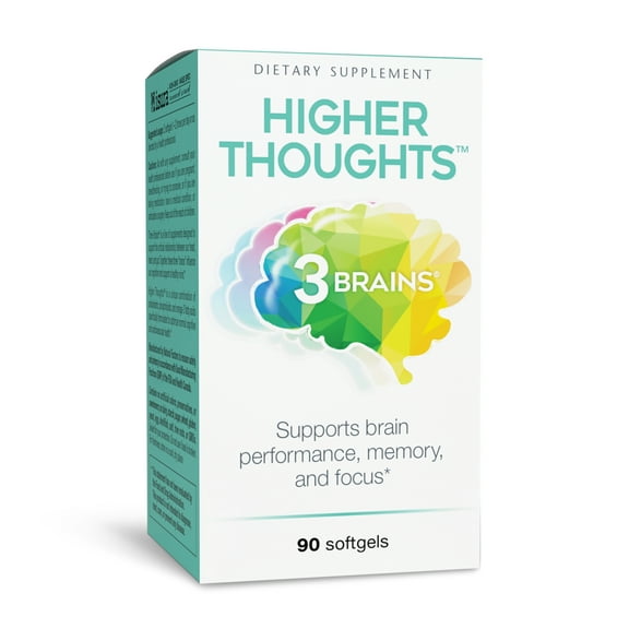 Natural Factors 3 Brains, Higher Thoughts, Support for Cognitive Health and Brain Function, Daily Dietary Supplement, 90 Softgels