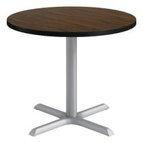 KFI Studios 36in Round Dining Table - Walnut Top - Silver Base