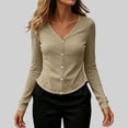 thumbnail image 5 of LEKWK Sun Protection Clothing Women Long Sleeve V Neck Button Down Cardigans Lightweight Breathable Slim Fit Solid Tops Summer Fashion Casual Daily Outfits, 5 of 7