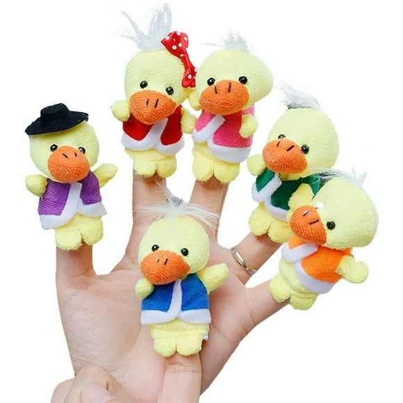 6 uds. De marionetas de dedo de patos de peluche bonitos, marionetas de mano de animales de dibujos animados para niños