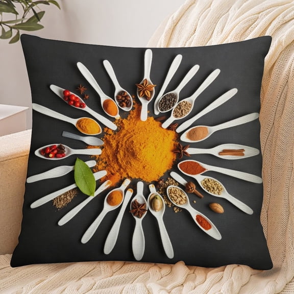 RKSupls 18x18 Inch Envelope Throw Pillow Cover, Spices Spoon Circle Soft Polyester Modern Farmhouse Decorative Cushion Case for Home Bedroom Living Room