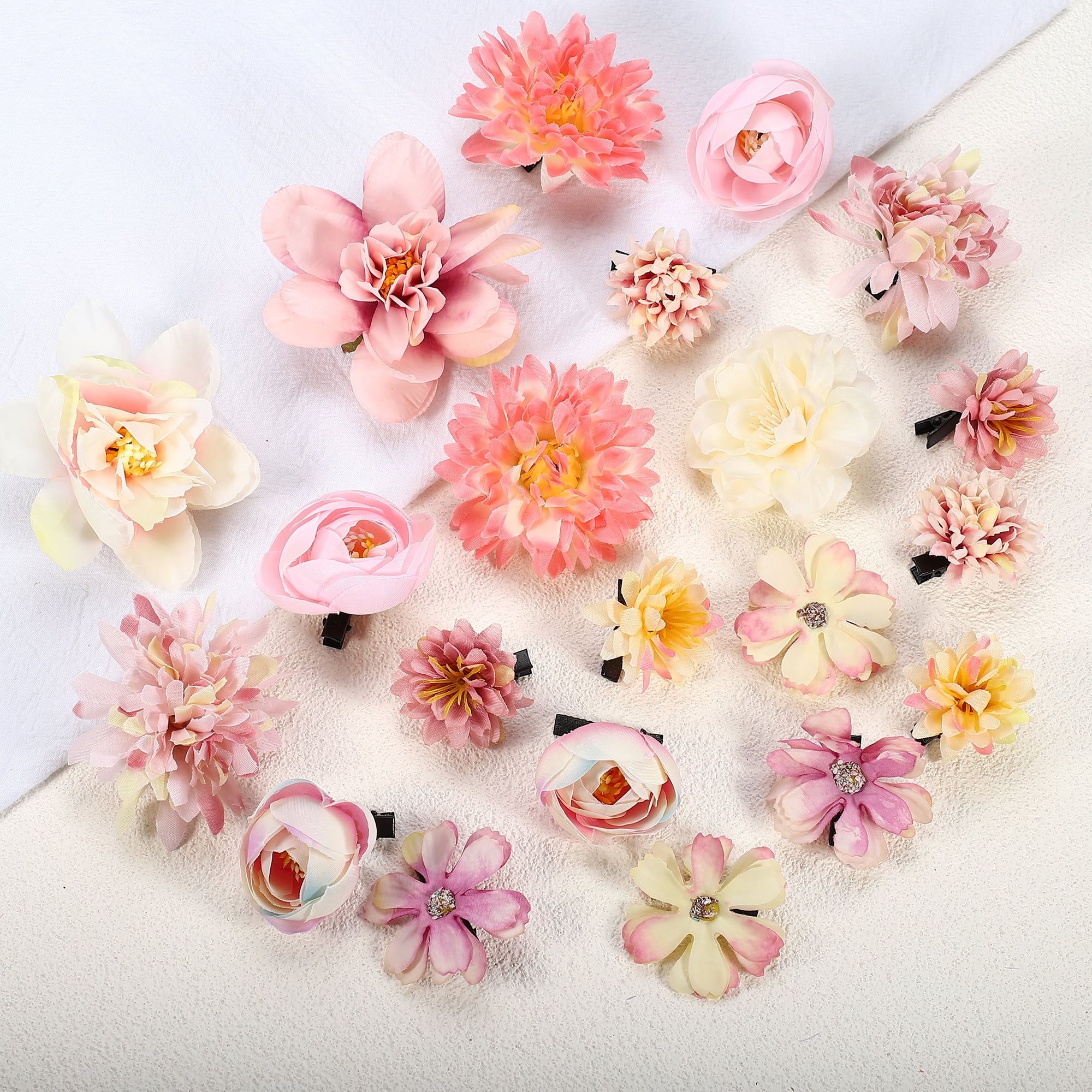 Unique Bargains 21Pcs Flower Hair Clips Flower Hair Barrettes Fake Flowers