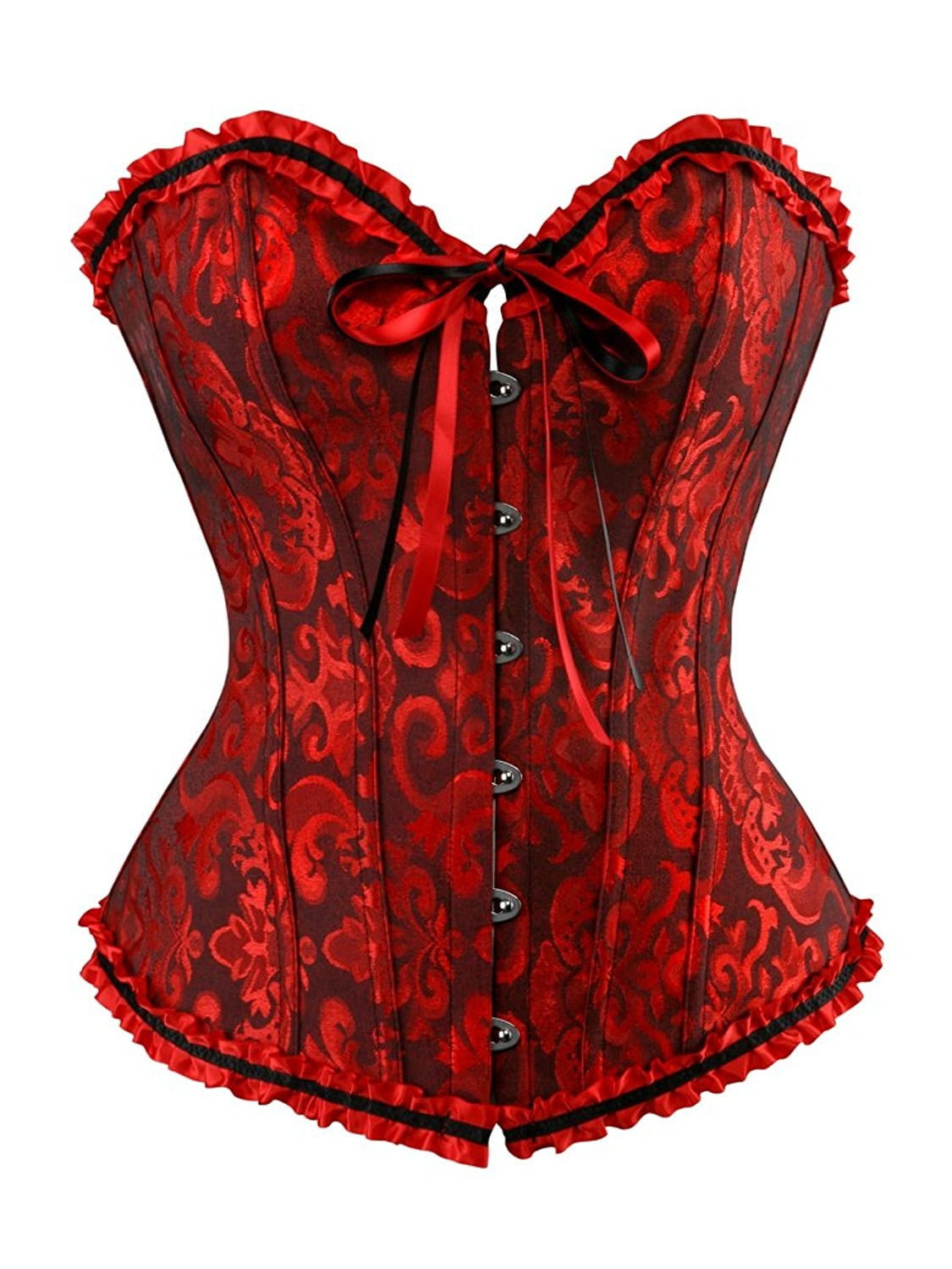 Miss Moly Womens Pu Faux Leather Plus Size Steampunk Corset Bustier Lingerie Clubwear Dark Red 