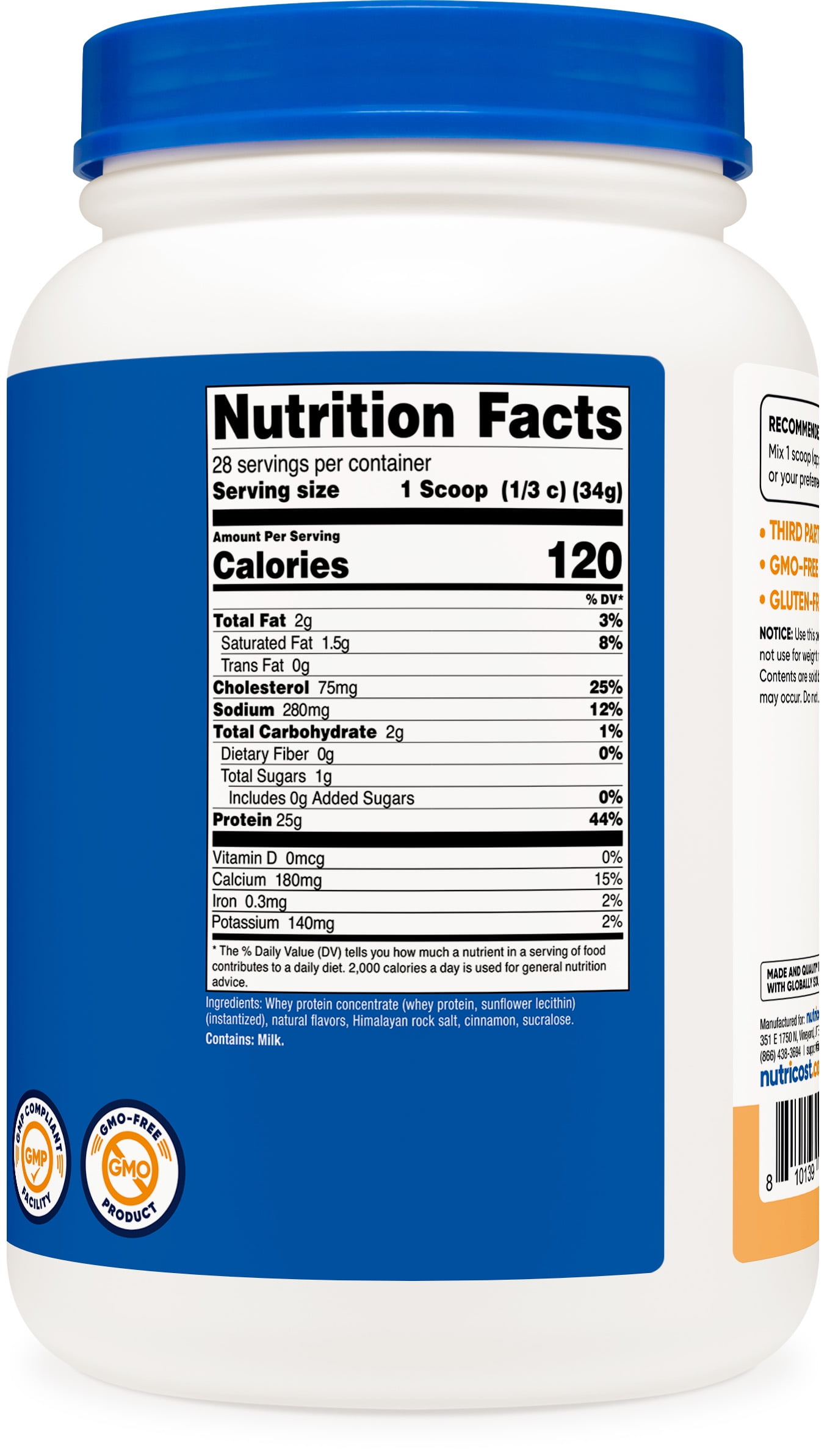 Nutricost Whey Protein Concentrate Powder 2 lb Churro Flavored - Non-GMO, Gluten-Free