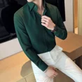 thumbnail image 3 of Camisas para hombre Camisa verde lisa para hombre Camisa de negocios Waffle Diseñador Moda 2024 Hipster Regular Elegante Slim Fit Barato Marca Social I, 3 of 5