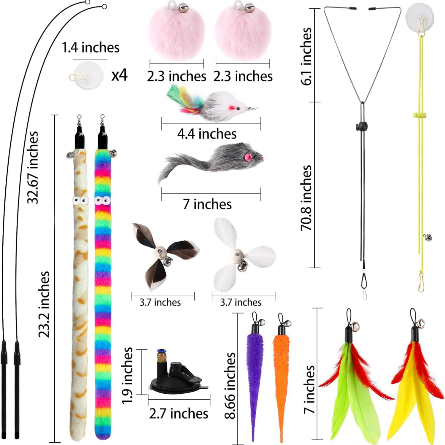 URRU 4-in-1 Interactive Cat Feather Toys, 22-Piece Set photo 5