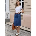 thumbnail image 4 of DARING DIVA Women's Split Back Pockets Knee Length Pencil Skirt Medium Blue, 4 of 6