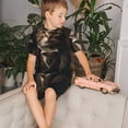thumbnail image 4 of Balery Victorian Gentle Cat Conjunto de Pijama Infantil de Manga Corta con Estampado – Ropa de Dormir de Algodón Suave-Small, 4 of 6