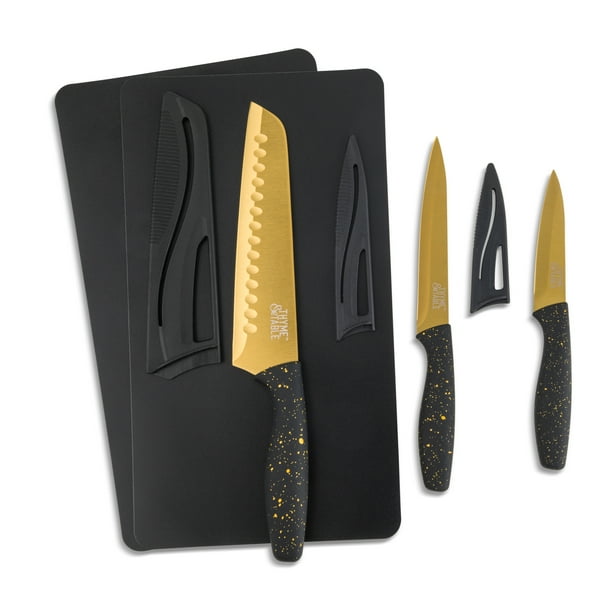 Thyme & Table Knife & Cutting Mat 5Piece Set, Gold