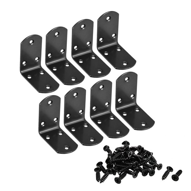 Uxcell L Shape 65mmx65mmx37mm Black Corner Brace Angle Bracket 8 Pack