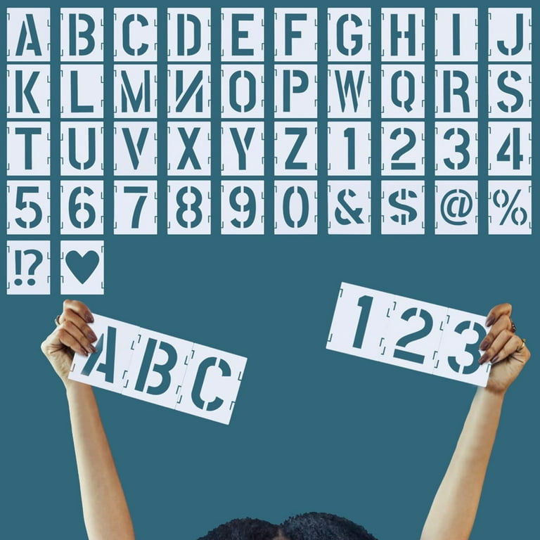  12 Inch Letter Stencils Symbol Numbers Craft Stencils, 42 Pcs  Reusable Alphabet Templates Interlocking Stencil Kit for Painting on Wood,  Wall, Fabric, Rock, Chalkboard, Sign, DIY Art Projects : Arts