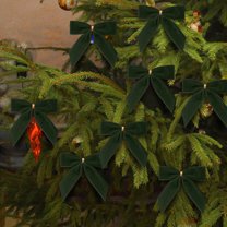 FeiFu 24PCS 3.54in Christmas Bow Decorative Hanging Ornaments Soft Luxurious Texture Easy to Hang Reusable for Christmas Tree Wreath Gift Wrapping Party Decor