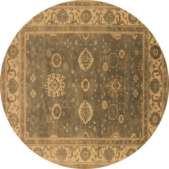 Ahgly Company Indoor Round Oriental Brown Traditional Area Rugs, 6' Round