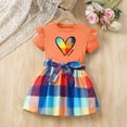 thumbnail image 5 of ITSAME Girls Summer Outfits 2-Piece Ruffled Short Sleeve Top and Plaid Print Skirt Kids Fashion Casual Set Orange Size 7-8Y, 5 of 8