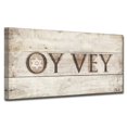 thumbnail image 2 of Crafted Creations Beige and Brown 'Oy Vey' Hand-Crafted Rectangular Wall Art Decor 12" x 24", 2 of 3