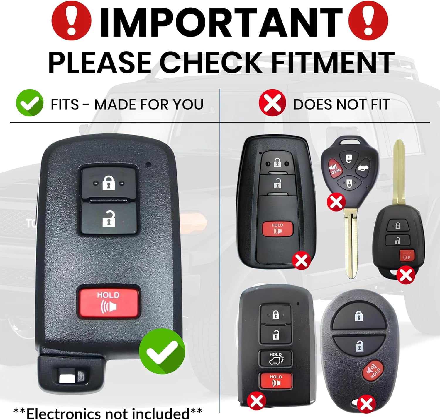 Heavy-Duty Key Fob Case Replacement for Toyota Tacoma 16-23, Tundra 20-21, & 4 Runner 20-21 - Rugged Key Protector - Shockproof & Scratch-Resistant - Secure Fit (Quicksand, Black Screws)