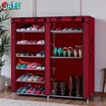 thumbnail image 2 of Tcbosik 42.13"W 6-Tier Covered Shoe Rack, Non-Woven Fabric 12-Lattice Shoe Storage Organizer with Alloy Tube Frame, Easy Install Shoe Shelf for Entryway & Bedroom (Wine Red), 2 of 7