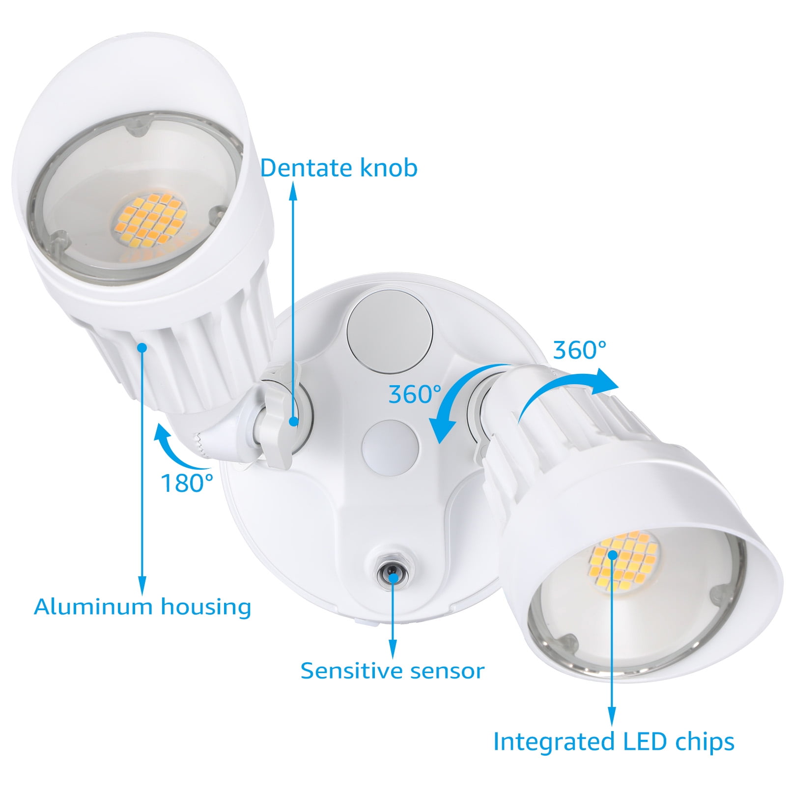 4 Pack 3CCT LED Security Lights Dusk to Dawn, 3000K/4000K/5000K Selectable, Photocell Flood Light Outdoor 2-Head Adjustable, 25W(200W Equiv.), Aluminum, White