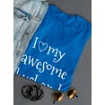 thumbnail image 3 of I Love My Awesome Husband Graphic Women Royal Blue T-Shirt, Female Large, 3 of 4