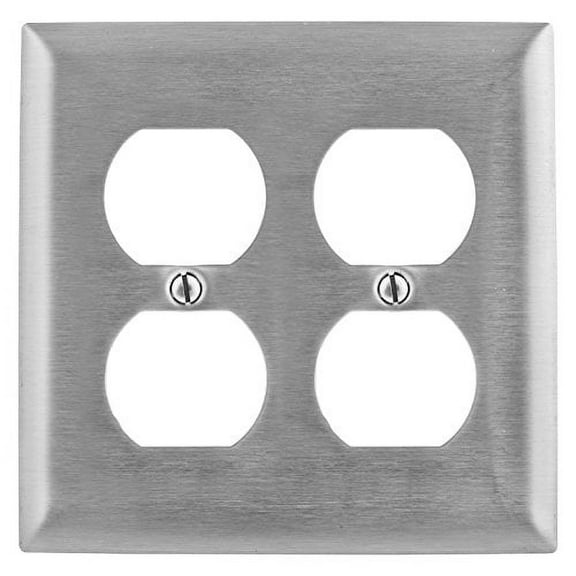Bryant Electric SS82 2-Gang, 2-Duplex, Standard Size 302/304 Stainless Steel Wall Plate, With Removable White Protective Film