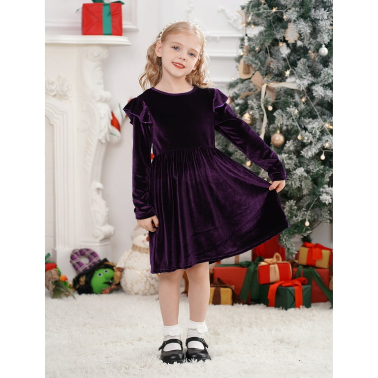 toddler burgundy velvet dress Sal & Pimenta Girls Holiday Dress - Velvet