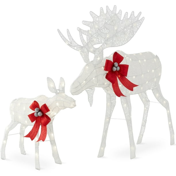 Best Choice Products 2Piece Moose Family Lighted Christmas Yard Decor Set w/ 170 LED Lights