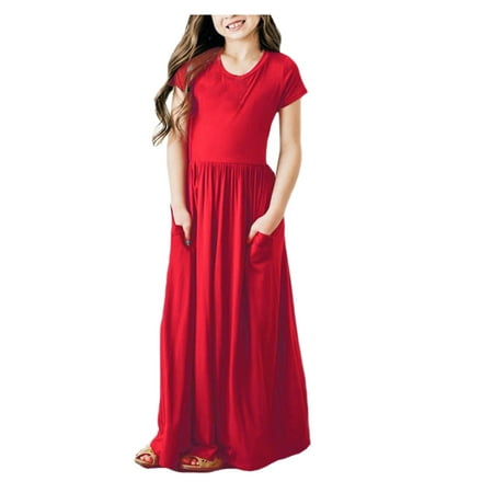 

QWERTYU Infant Baby Toddler Child Children Kids Dresses Short Sleeve Dress Summer Sundress for Girl 2Y-8Y 100