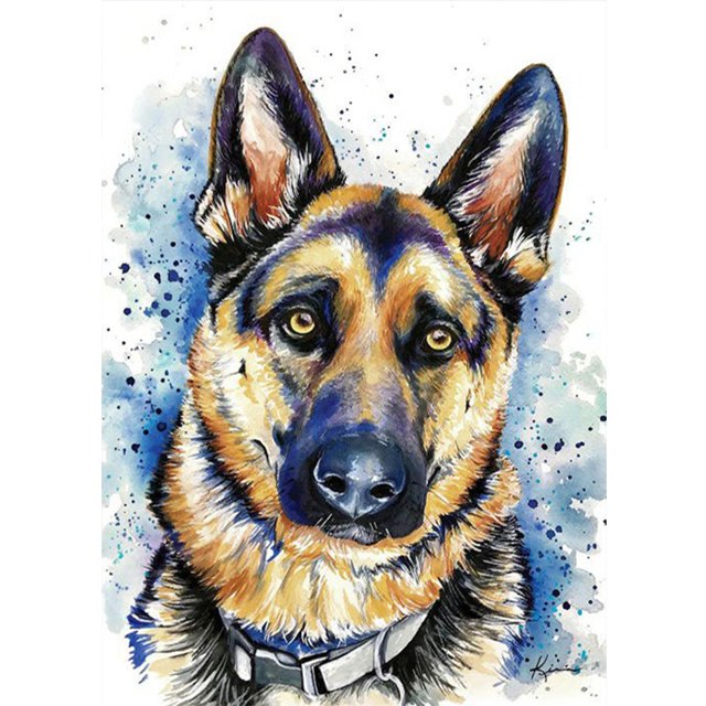 (V3884) Resina Diamante Serie Animal Pastor Alemán Diamante 30*40CM