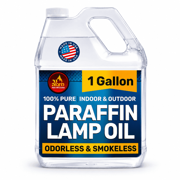 Ner Mitzvah Liquid Paraffin Lamp Oil - Odorless Clean Burn, Smokeless Tiki Torch Fuel, Clear, 1 Gallon (4 Quart), 1-Pack