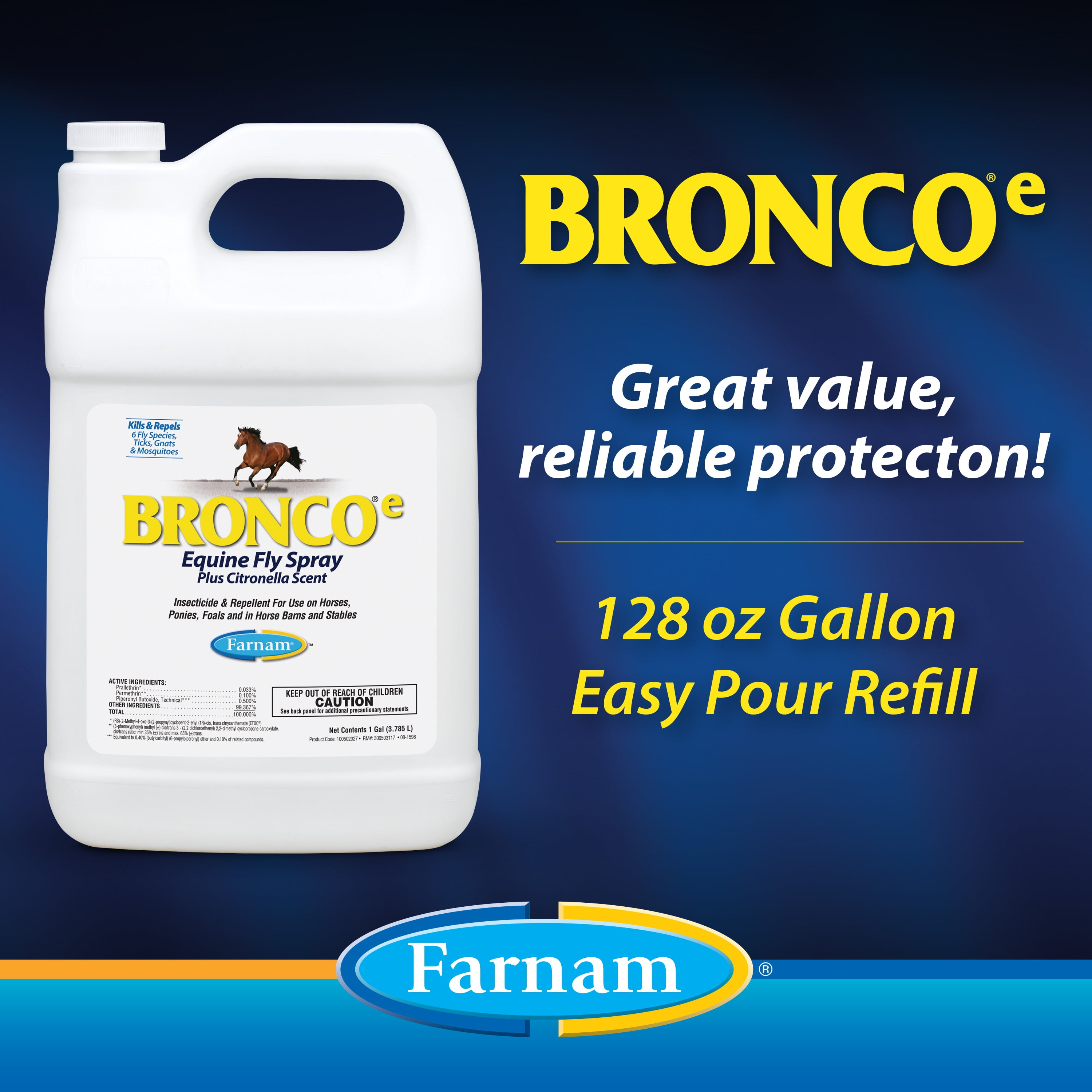 Farnam Broncoe Equine Fly Spray w/Citronella Scent for Horses & Dogs 128  ounces - Walmart.com