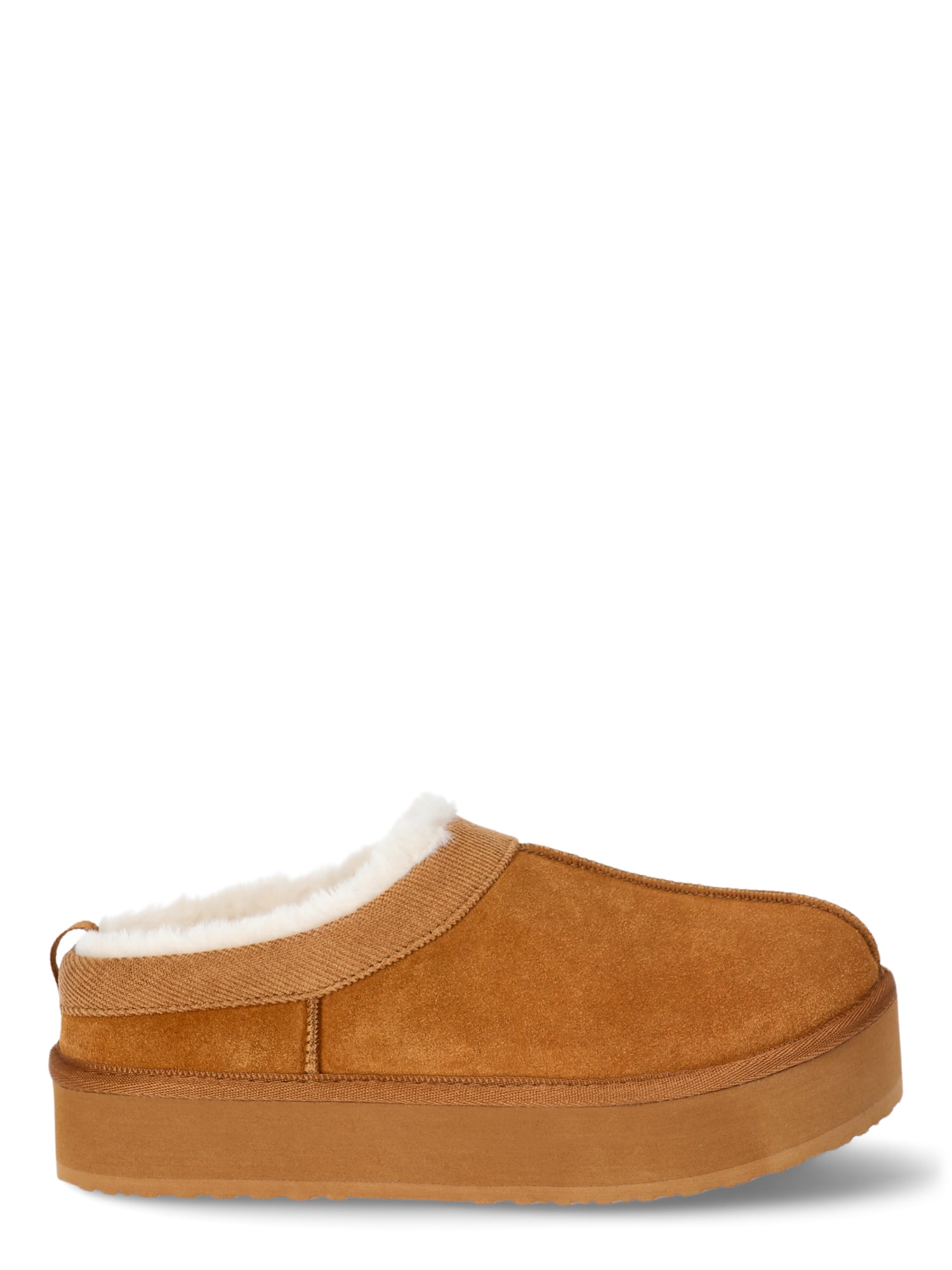 Joyspun Women's Ultra Short Faux Suede Platform Clog Slippers