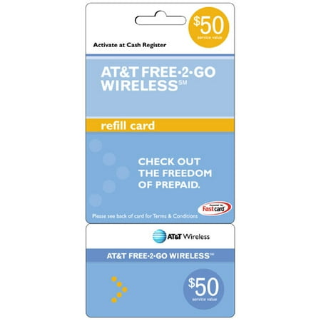$50 AT&T Free2Go Wireless Prepaid Refill Card