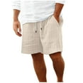 thumbnail image 2 of sovlvnd Summer Shorts for Men, Men Light Clothes Casual Solid Pocket Elastic Waist Straight Half Shorts Pants Sport Pants 3XL, Beige, 2 of 6