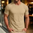 thumbnail image 7 of Mens Shirts Crewneck Short Sleeve Slim Fit T Shirts For Men Stretch Breathable Top Cozy Fitness Clothing Khaki 3XL, 7 of 7