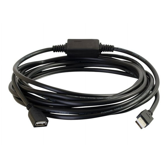 C2G 39011 USB Active Extension Cable - USB 2.0 A Male to A Female Cable, Plenum CMP-Rated, Black (32 Feet, 9.75 Meters)