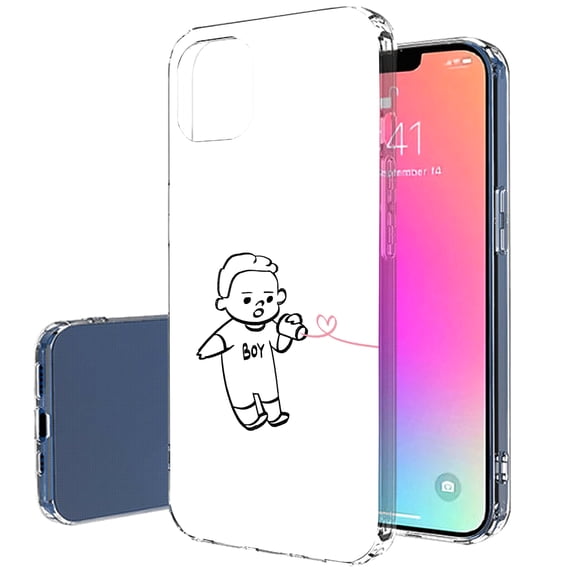 TalkingCase Slim Case for Apple iPhone 14, Slim Thin Gel Tpu Cover, Matching Couple Boy Print, Light Weight, Flexible, Soft, Anti-Scratch, Printed in USA