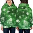 thumbnail image 2 of CLOISE Hoodies for Girls Boys Teen Christmas Long Sleeve Hooded Sweatshirt Tops with Pocket Snowflake Print Casual Fashion Fall Winter Clothes Green 130, 2 of 3
