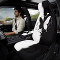 thumbnail image 3 of Xixirimido Butterfly Music Notes Black White Print Car Seat Cover Set of 5 Pieces Front Seat Covers with Matching Seat Belt and Center Console Covers PU Leather Fits Most Vehicles, 3 of 8