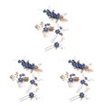 thumbnail image 2 of Sonducket 4 piezas de peinetas de flores de boda tocados conjunto elegante hermoso tocado de novia accesorio de joyería de moda gema azul Type1 NO1, 2 of 6