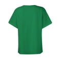 thumbnail image 5 of Fesfesfes Women's Casual T-shirt with Buttons Eyelet V-Neck Short Roll-Up Sleeves Tops Fashion Breathable Solid Color T-shirt Blouses (Green,3XL), 5 of 5